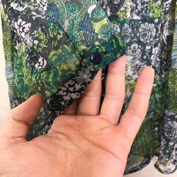 Christopher & Banks Green Small Floral Sheer Top - Picture 4 of 9